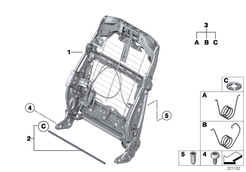 Seat, front, backrest frame