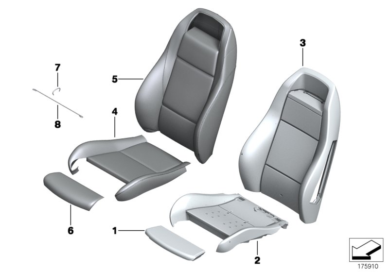Seat, front, cushion &cover, sports seat