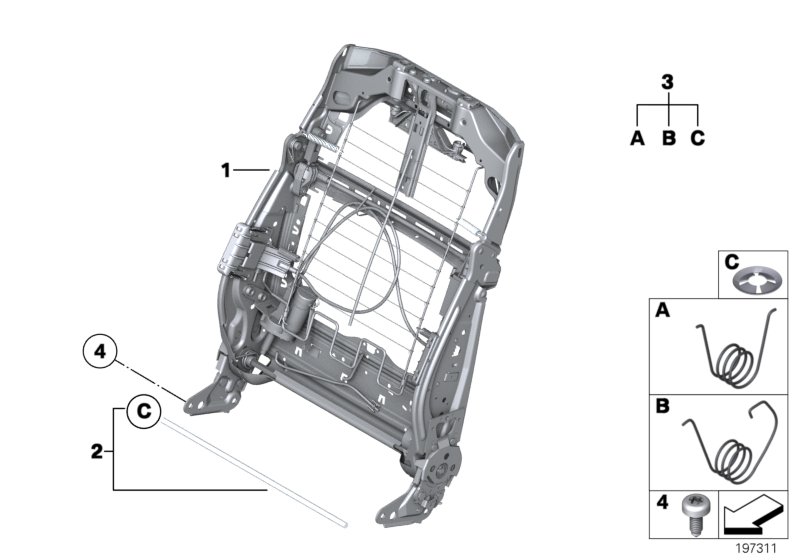 Seat, front, backrest frame