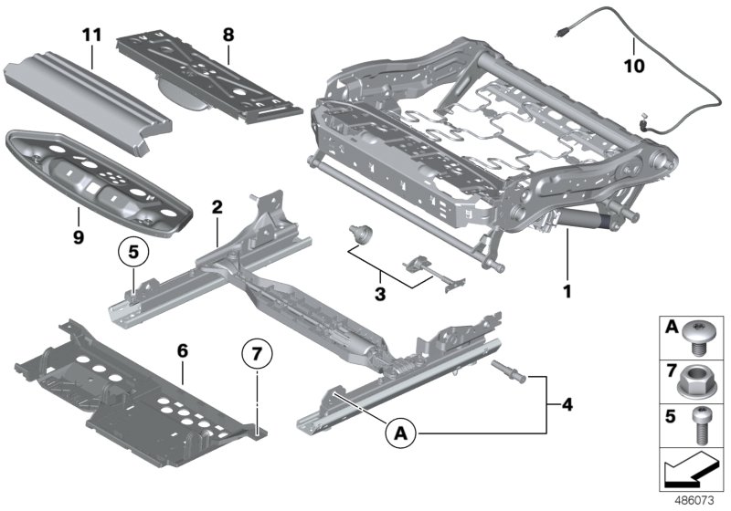 Seat, front, seat frame