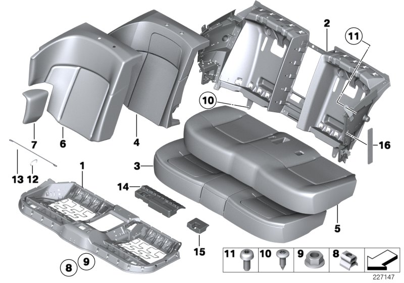 Seat, rear, cushion, & cover, basic seat