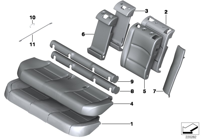 Seat, rear, cushion, & cover, basic seat
