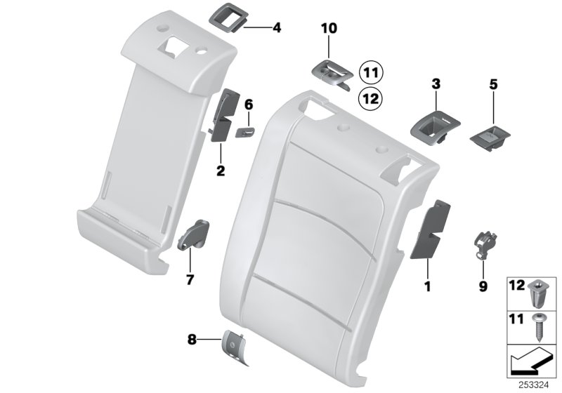 Seat, rear, seat trims