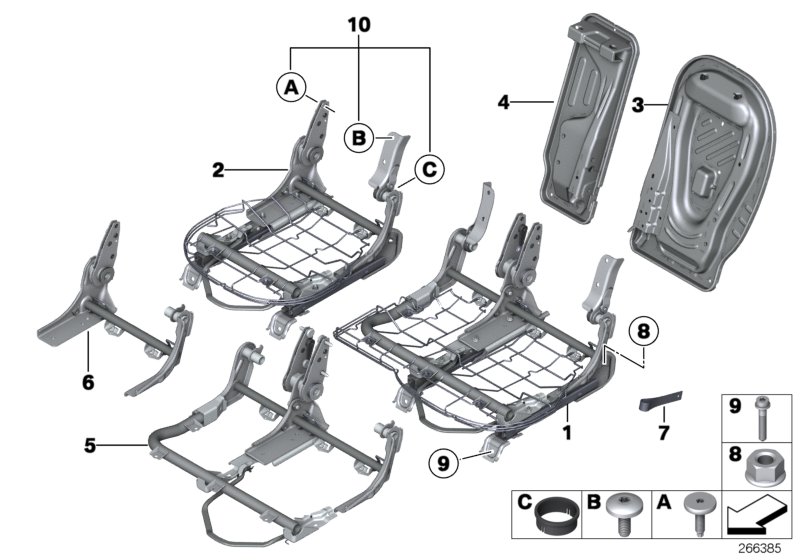 Seat, rear, seat frame