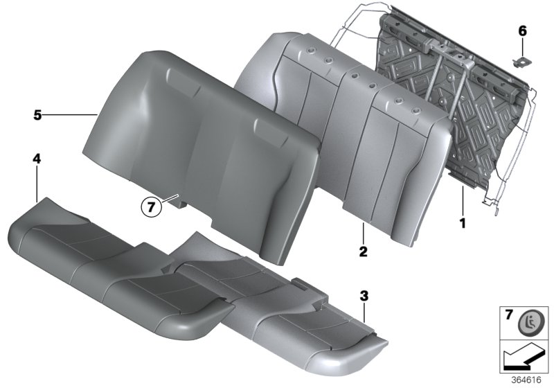 Seat, rear, cushion, & cover, basic seat