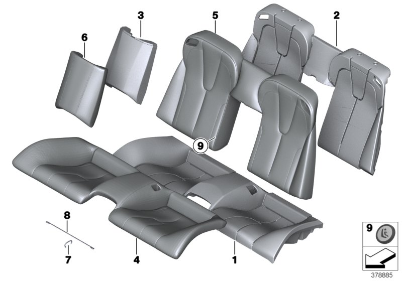 Seat, rear, cushion, & cover, basic seat