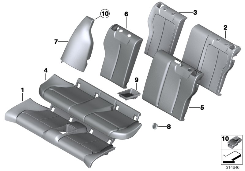 Seat, rear, cushion, & cover, basic seat