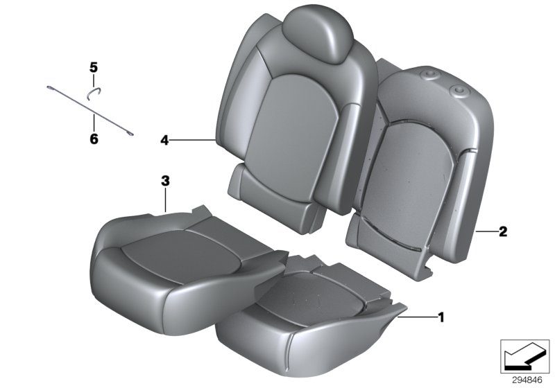 Seat,rear,cushion&cover, through-loading
