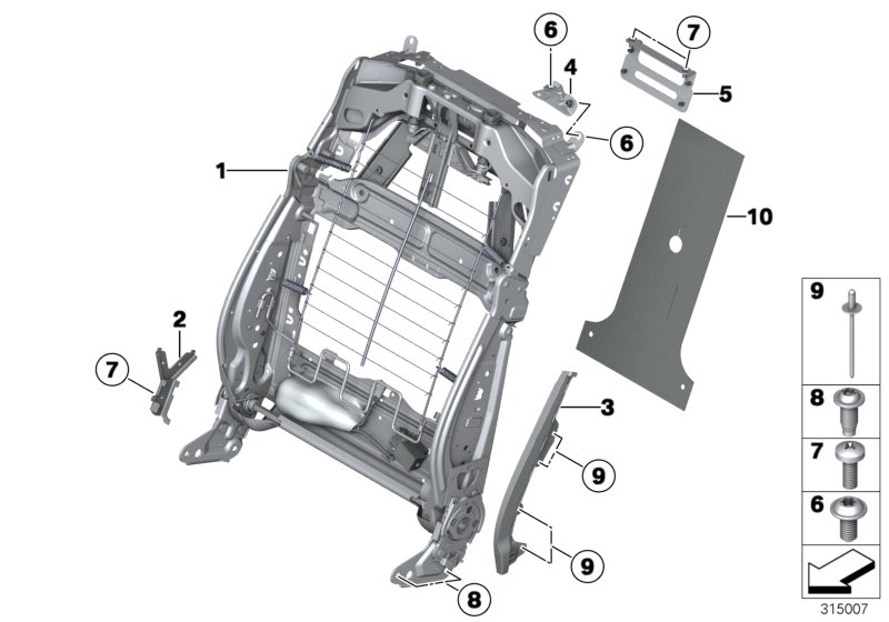 Seat, front, backrest frame