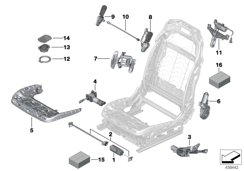 Seat, front, electrical system & drives