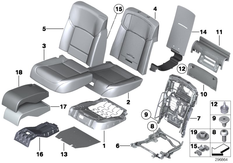 Seat, rear,cushion, & cover,comfort seat