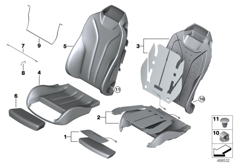 Seat, front, cushion &cover, sports seat