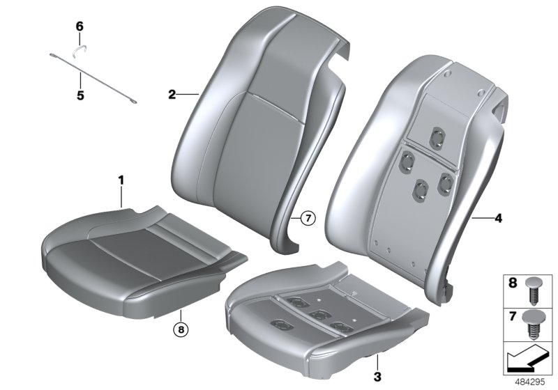Seat, front, cushion, & cover, A/C seat