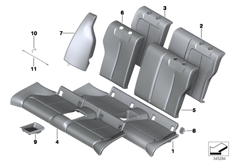 Seat, rear, cushion, & cover, basic seat