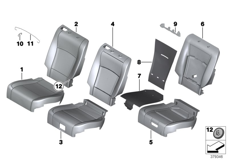 Seat, rear,cushion, & cover,comfort seat