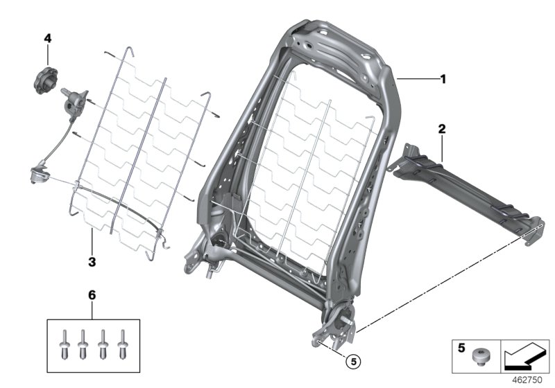 Seat, front, backrest frame
