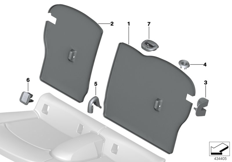Seat, rear, backrest trims