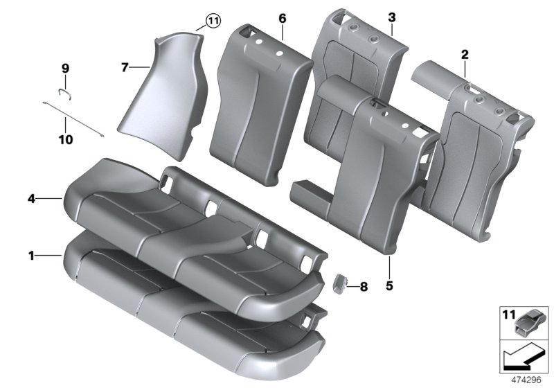 Seat, rear, cushion, & cover, basic seat