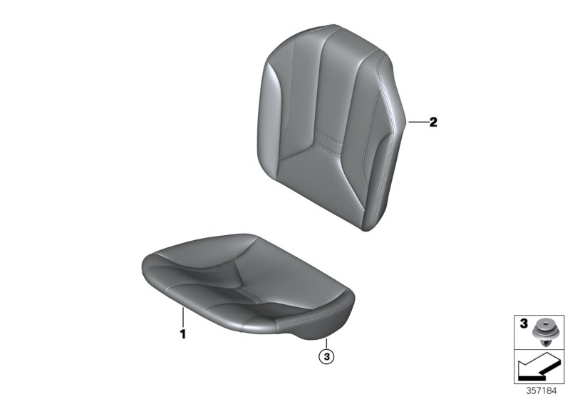 Seat, rear, cushion and cover