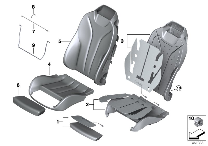Seat, front, cushion &cover, sports seat