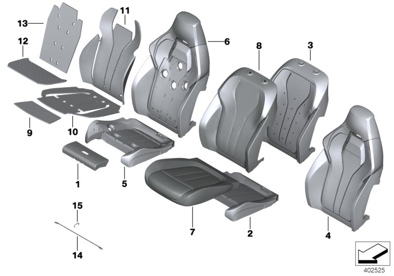 Seat, front, cushion and cover