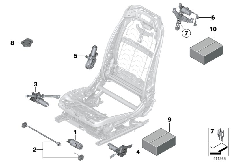 Seat, front, electrical system & drives
