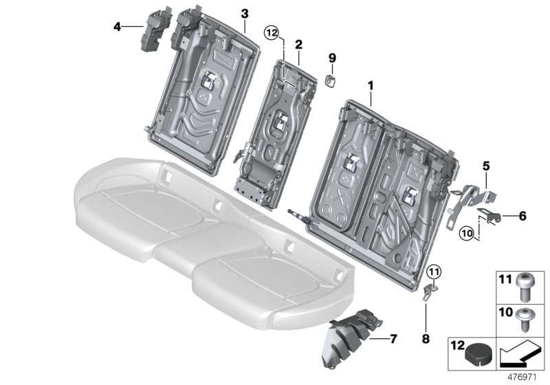 Rear seat backrest frame