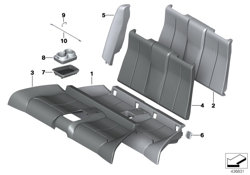Seat,rear,cushion&cover, through-loading