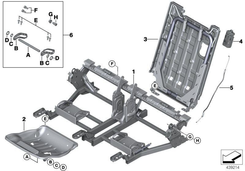 Seat, rear, seat frame, 3rd row