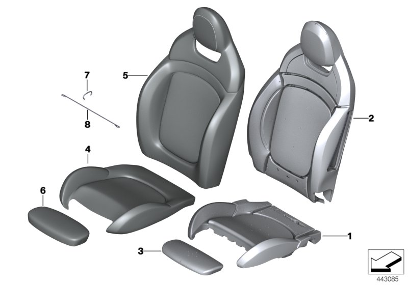Seat, front, cushion &cover, sports seat