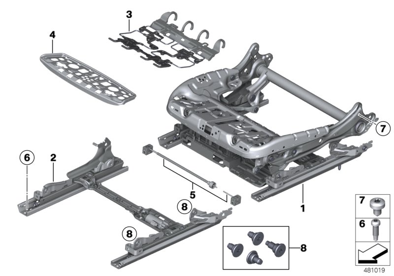 Seat, front, seat frame