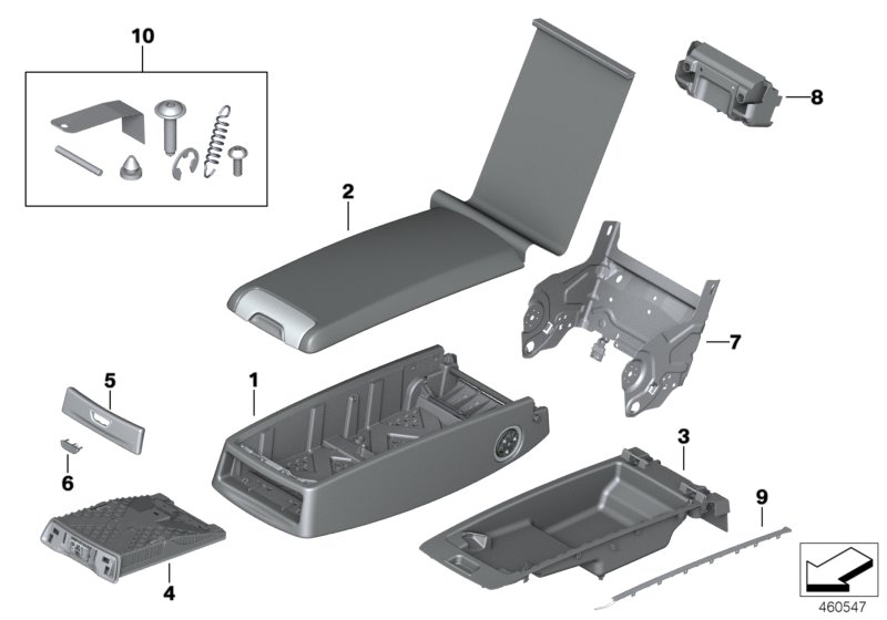 Seat, rear, centre armrest, basic