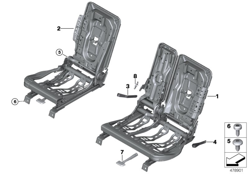 Seat, rear, seat frame, comfort seat
