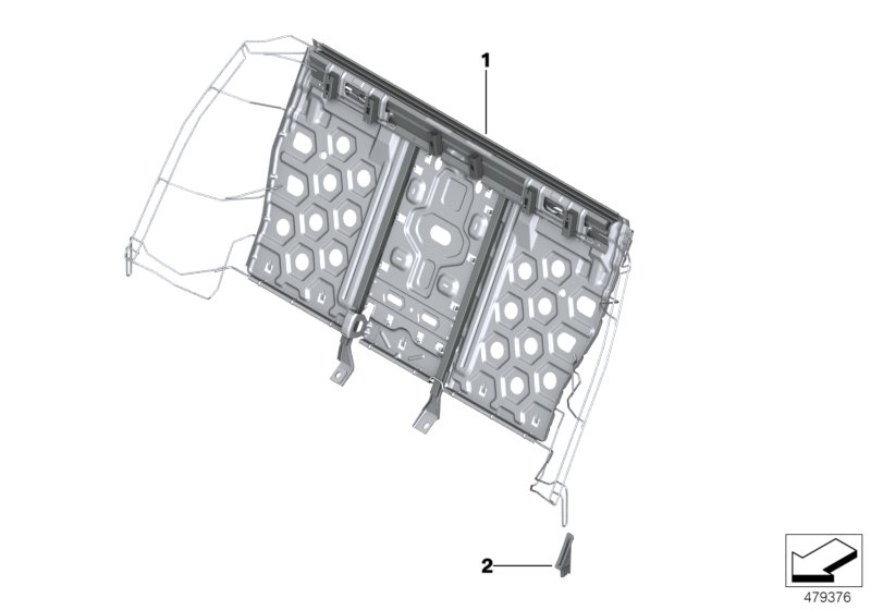 Seat, rear, seat frame, basic seat