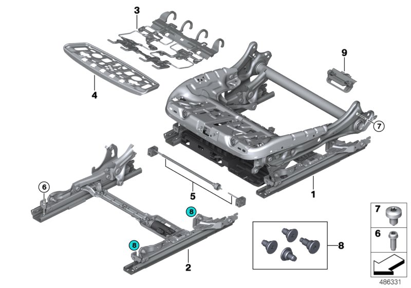 Seat, front, seat frame