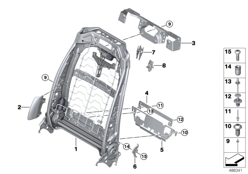 Seat, front, backrest frame