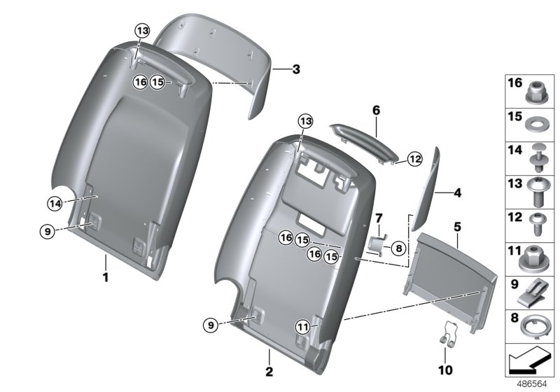 Seat, front, rear panel I
