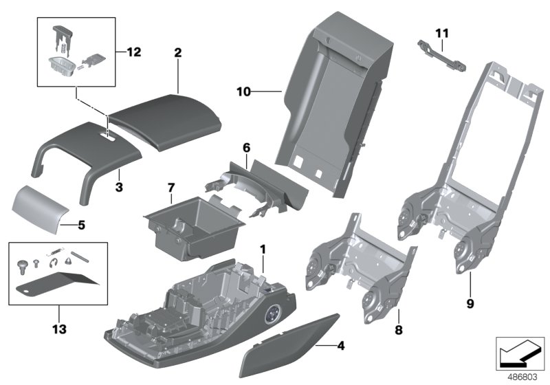 Seat, rear, centre armrest, multifunct.
