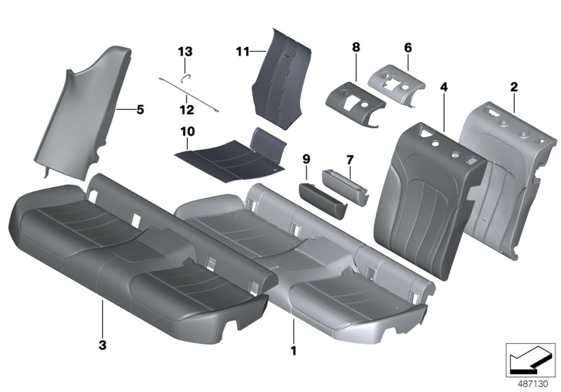 Seat, rear, cushion and cover