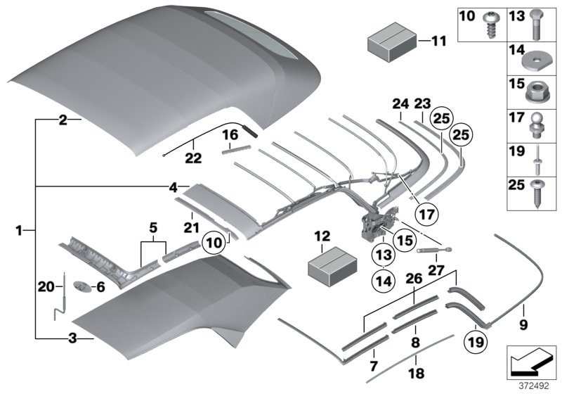 Electrical folding top