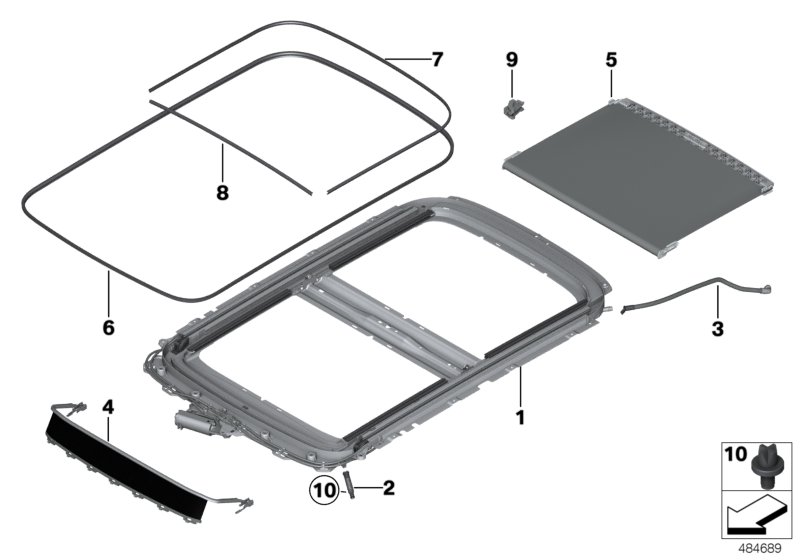 Panorama glass roof, mounting parts