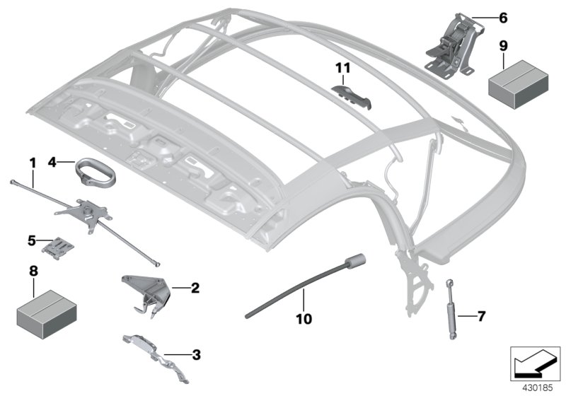 Folding top mounting parts