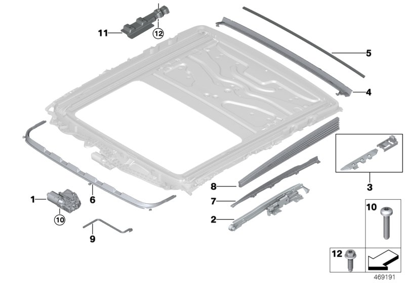 Single parts for sliding lifting roof