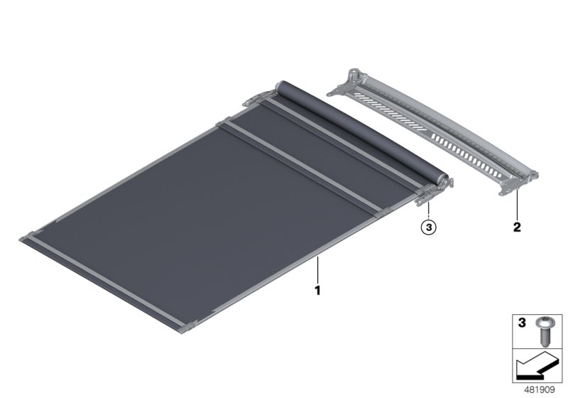 Panorama glass roof, roller blind