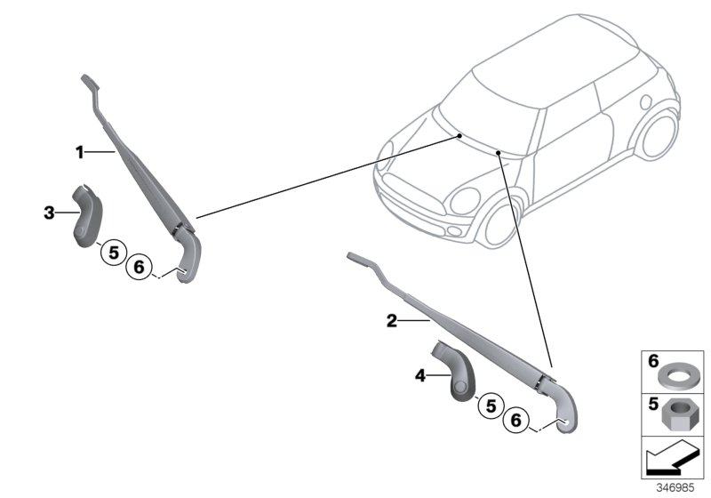 Single components for wiper arm