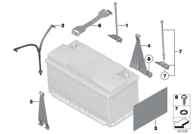 Battery holder and mounting parts