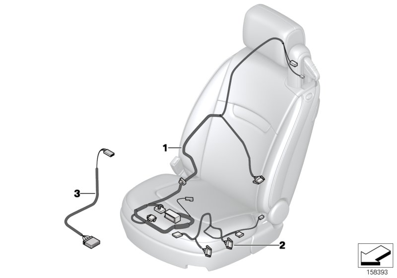 Wiring, adjustable front seat