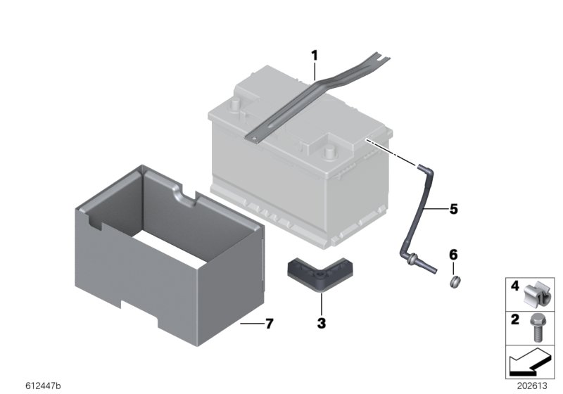 Battery holder and mounting parts