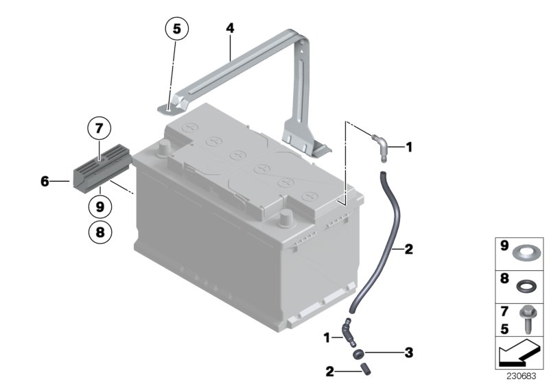 Battery holder and mounting parts