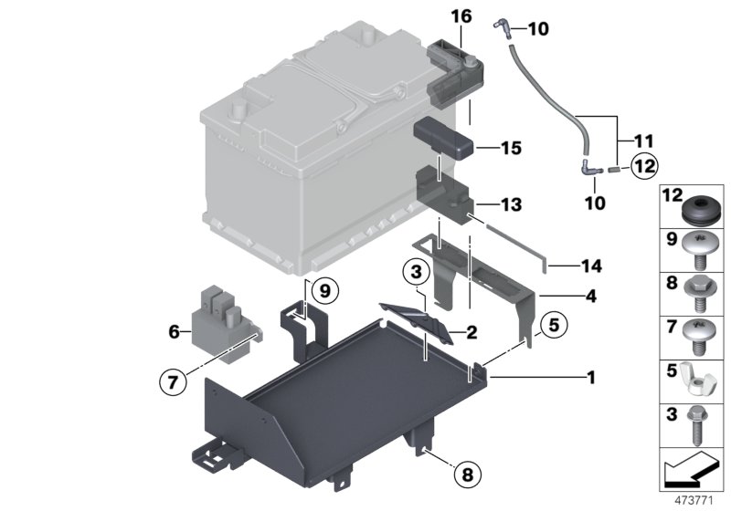 Battery holder and mounting parts
